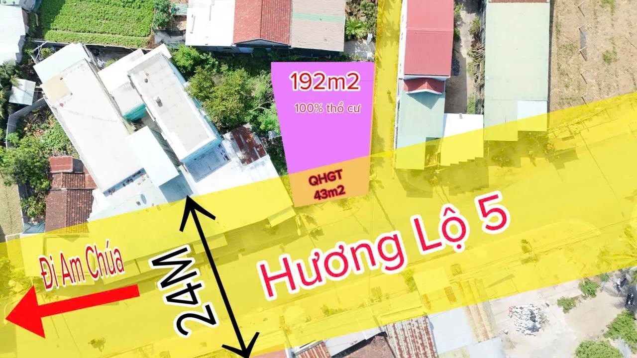 Đất 2 mặt tiền Hương Lộ 5 Diên Điền 192,2m², ngang 8m, full thổ cư